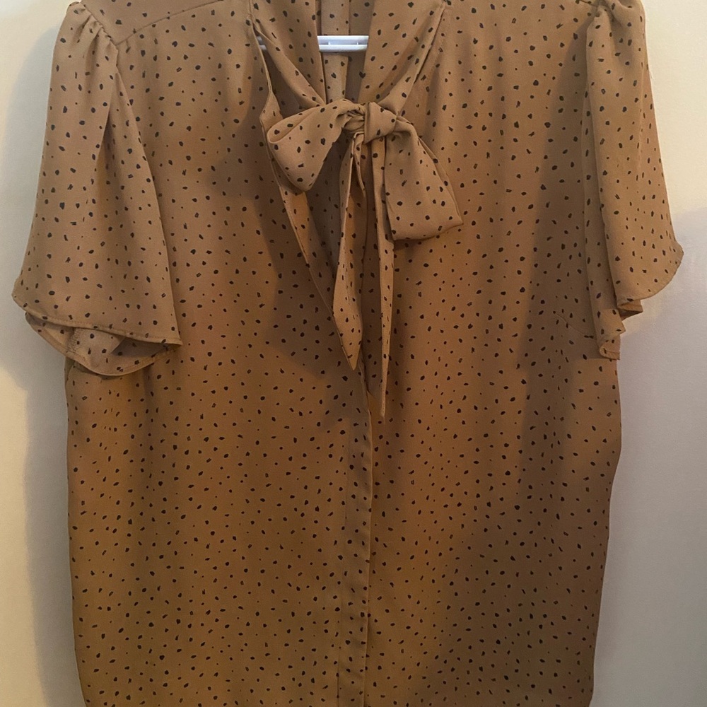 ✨Reitmans Tan Polka Dot Blouse